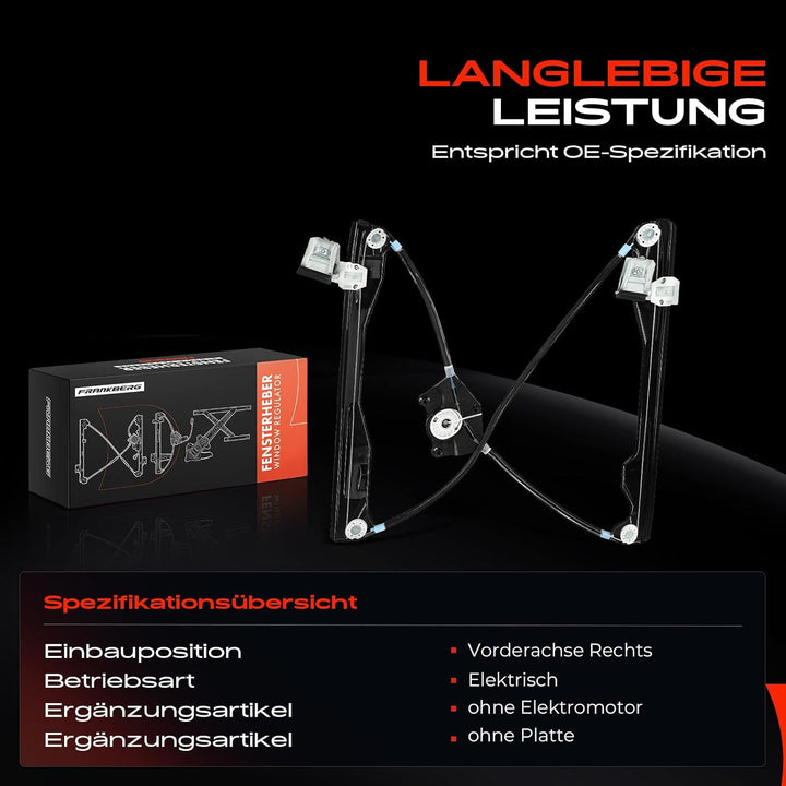 Frankberg Elektrisch Fensterheber Ohne Motor 4/5 Türer Vorne Rechts Kompatibel mit Fabia I 6Y2 6Y3 6