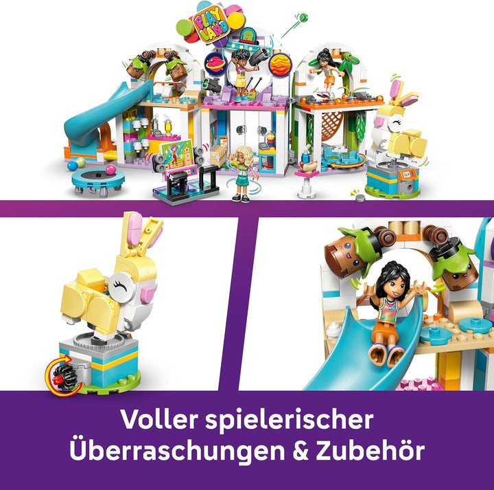 LEGO Friends Cooler Indoor-Spielplatz - Spielzeug mit Rutsche, Bällebad, Karussell, Snackbar, 3 Mini