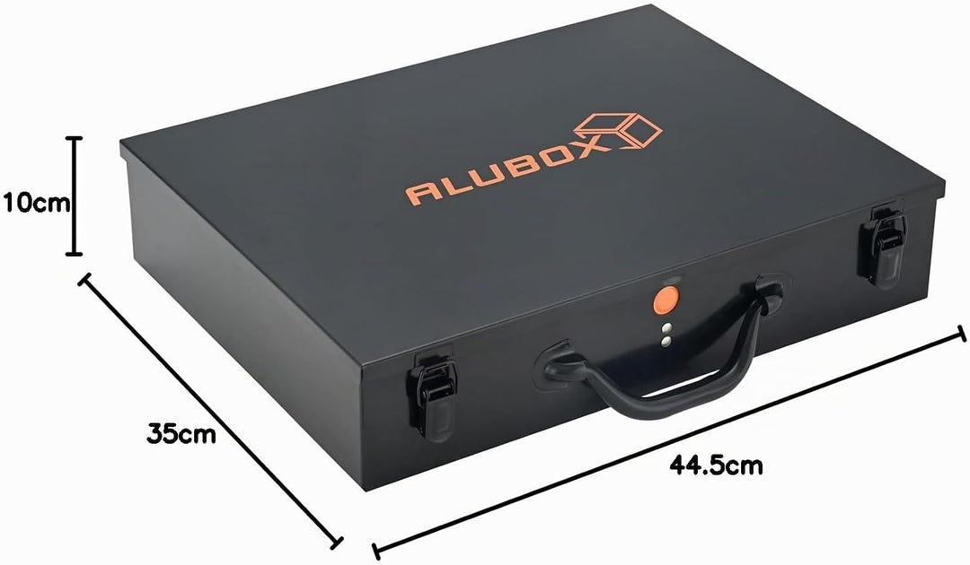 ALUBOX Sortimentsbox Kleinteilekoffer Stahlblech pulverbeschichtet - 2 Ebenen - 54 Einsatzkästen - 4