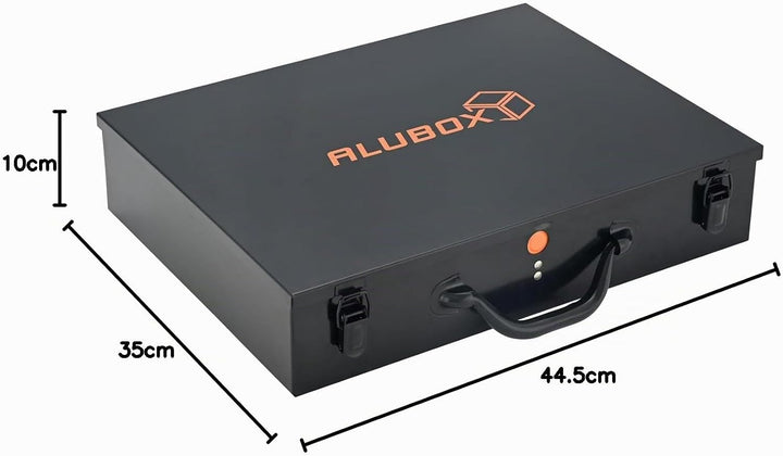 ALUBOX Sortimentsbox Kleinteilekoffer Stahlblech pulverbeschichtet - 2 Ebenen - 54 Einsatzkästen - 4