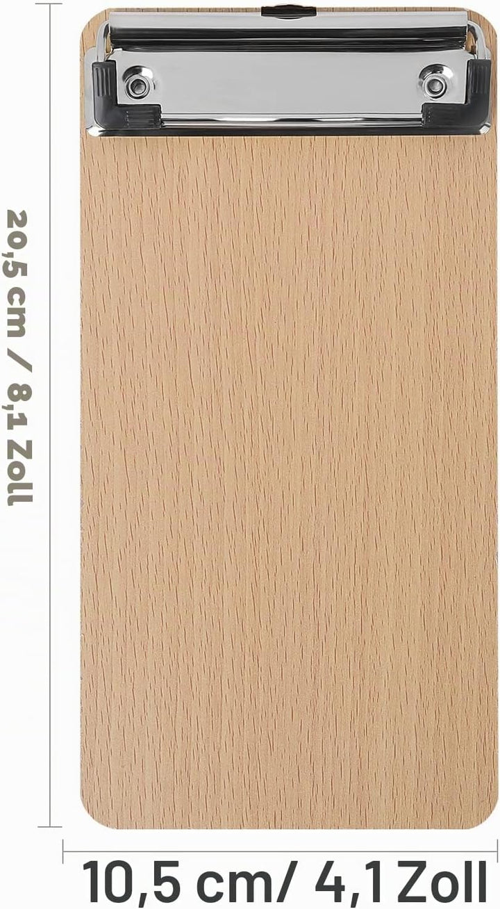 BOMKEE 6er Klemmbrett A6, Mini Schreibplatte Klemmbretter Hölzern Halter Clipboard für Hotels, Bar,