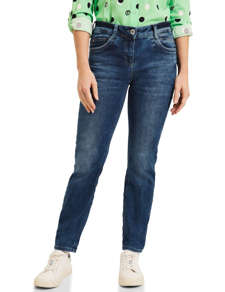 Cecil Damen Jeanshose Loose 27W / 30L Mid Blue Used Wash, 27W / 30L Mid Blue Used Wash
