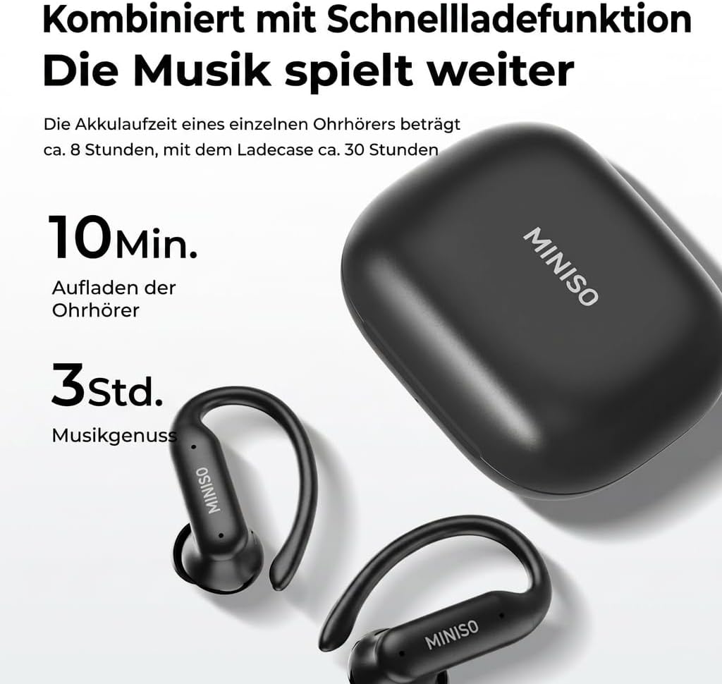 MINISO MS219 Kopfhörer Sport 2026 Neueste, Ohrhörer Bluetooth 6.0 mit Ohrbügel, In Ear Kopfhörer Blu