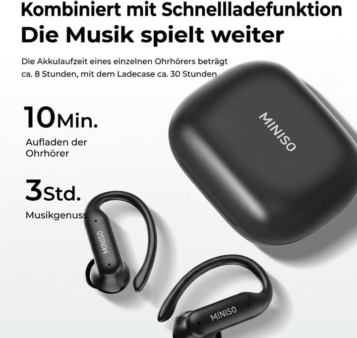 MINISO MS219 Kopfhörer Sport 2026 Neueste, Ohrhörer Bluetooth 6.0 mit Ohrbügel, In Ear Kopfhörer Blu