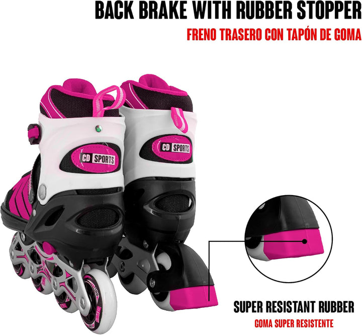 Calma Dragon Inline-Skates, grössenverstellbar, Profi-Skates für Erwachsene und Kinder, 4 Rollen, Sc