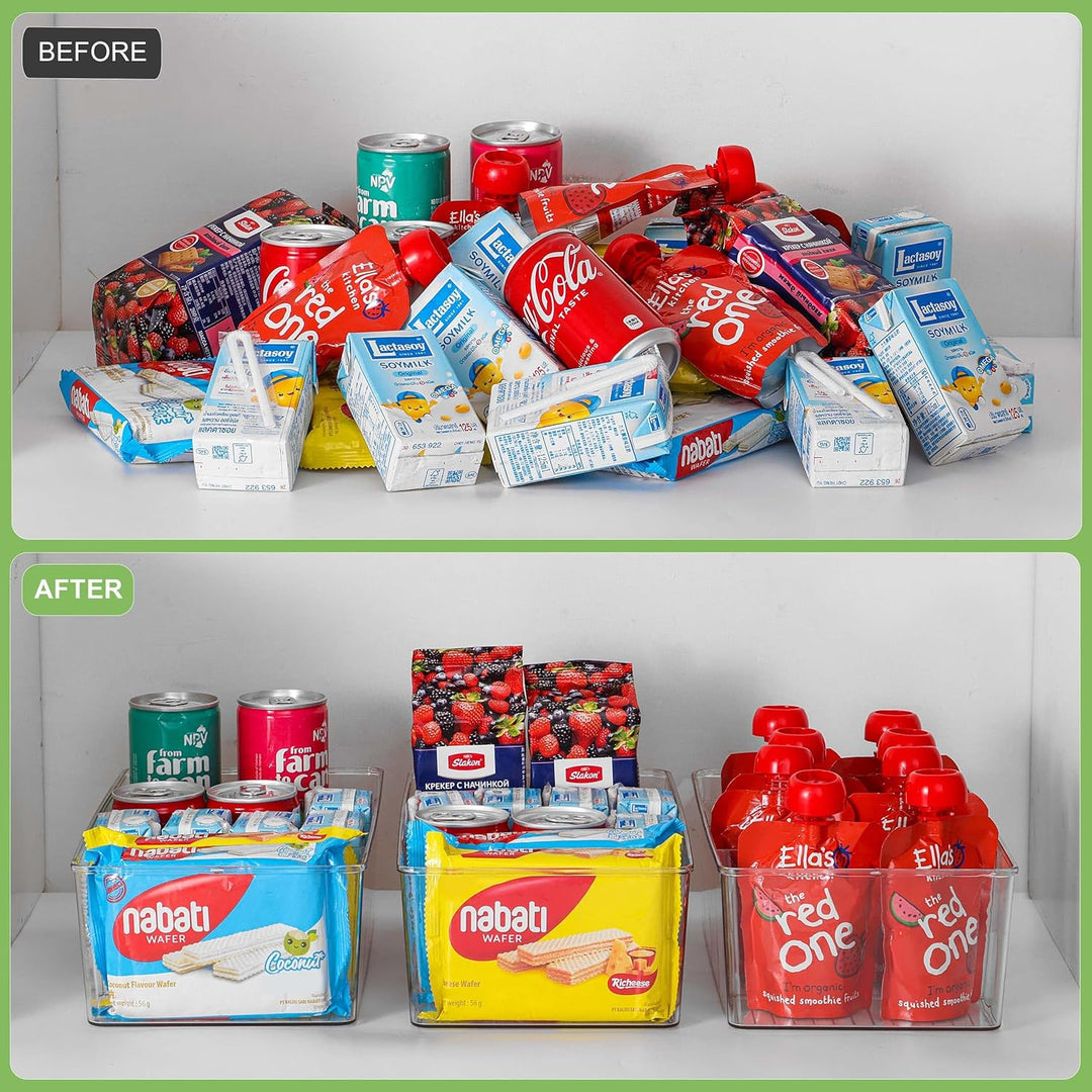 HNNJCK 4er Set Küche Aufbewahrungsbox Organizer mit 16 Fächern, Kühlschrank Schubladen, Storage Ordn