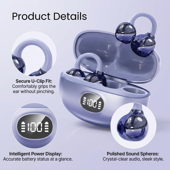 Kabellos Bluetooth Kopfhörer Open Ear 4.5g Leichte Clip On Kopfhörer mit Ohrclip Bluetooth 5.4 Ear C