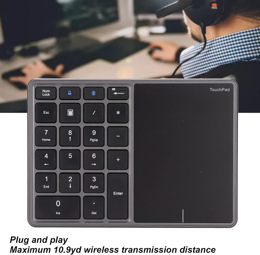 Kabelloser Ziffernblock, 2 in 1 22 Tasten 2,4 G Touchpad Bluetooth 4.2 Nummernblock, Typ C Aufladung