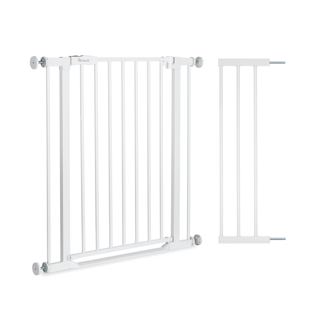 Hauck Treppenschutzgitter Türschutzgitter Clear Step 2 inkl. 21 cm Verlängerung für Breiten 96-101 c