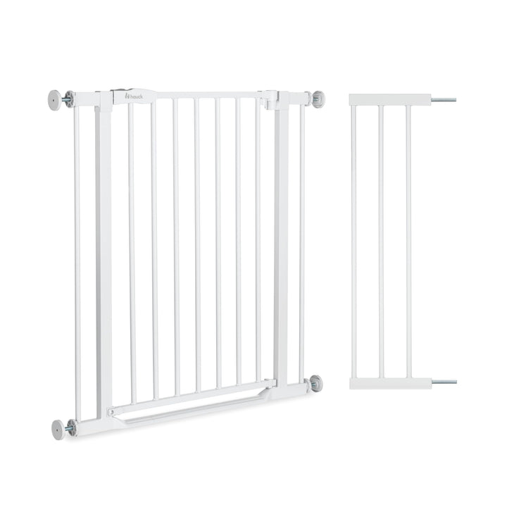 Hauck Treppenschutzgitter Türschutzgitter Clear Step 2 inkl. 21 cm Verlängerung für Breiten 96-101 c
