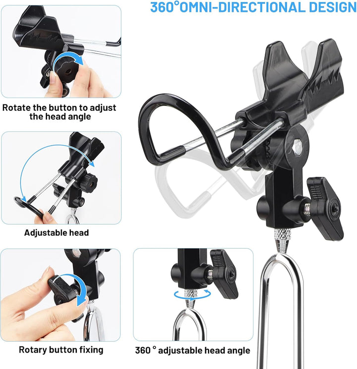 DBREAKS Rutenhalter, 2 Stück Edelstahl Angelrutenhalter, 360° Verstellbar Hallter für Angelruten, An