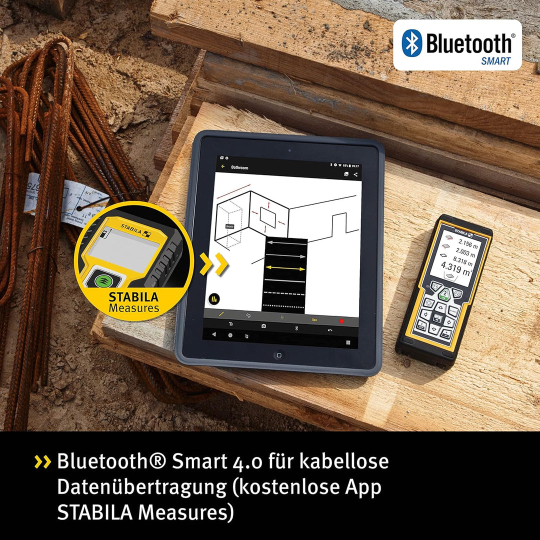 STABILA Laser-Entfernungsmesser LD 520, digitale Zielerfassung, Bluetooth Smart 4.0, max. Messbereic