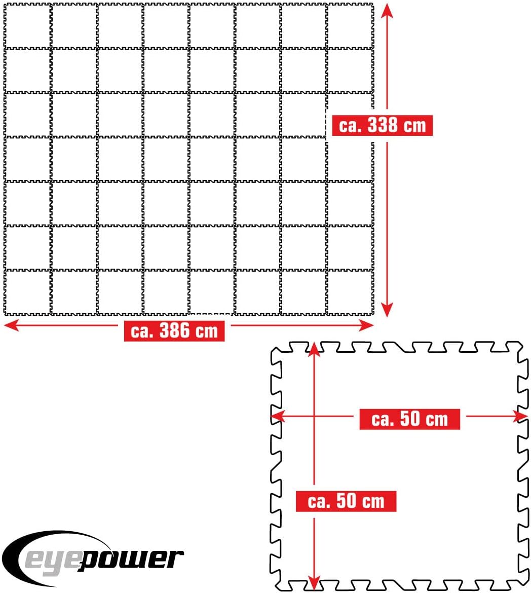 EYEPOWER 13,1m² Poolunterlage aus 56 grossen Matten - 50 x 50 x 1cm Dicke Poolmatte - Pool Unterlage