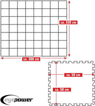 EYEPOWER 13,1m² Poolunterlage aus 56 grossen Matten - 50 x 50 x 1cm Dicke Poolmatte - Pool Unterlage