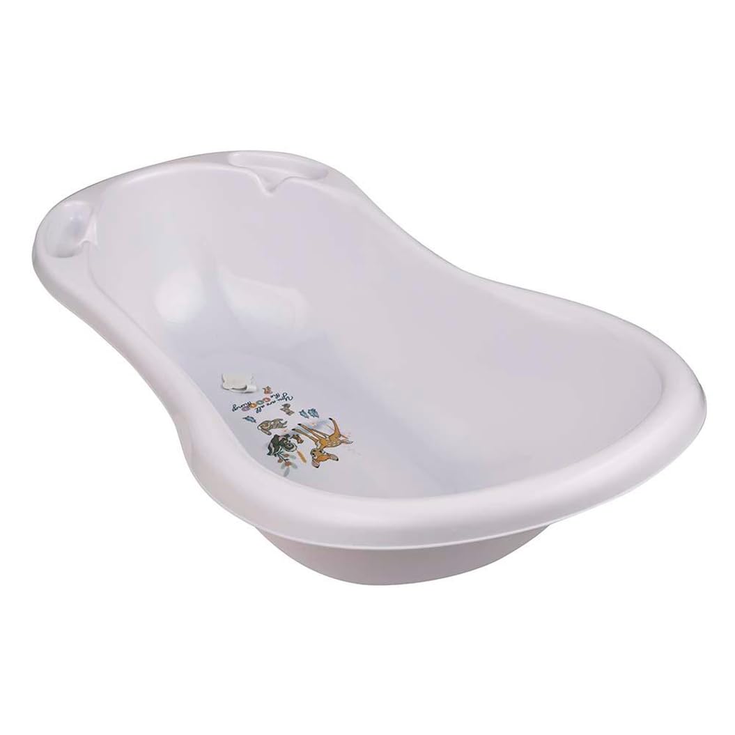 keeeper Bambi Ergonomische Babywanne mit Stöpsel, Ab 0 bis ca. 12 Monate, 84 cm, Maria, Nordic White