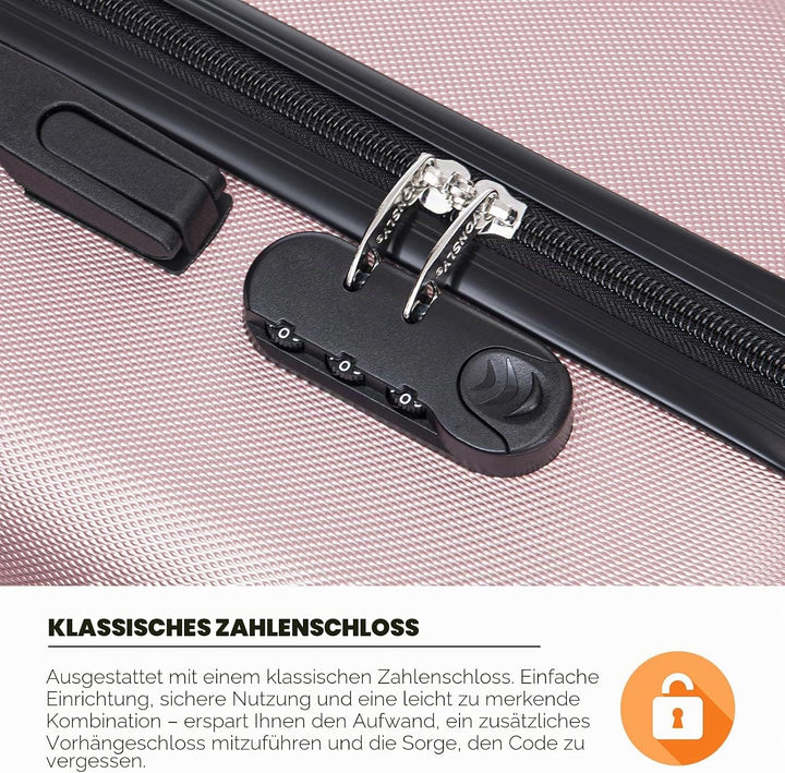 Koffer Suitcase XL Roségold, Trolley Reisekoffer, Rollkoffer Handgepäck mit 4 Rollen 360°, Hartschal