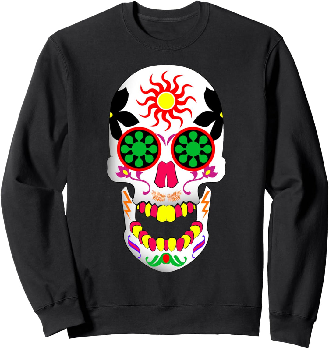 Bunte Blumen mit Totenkopf Sweatshirt