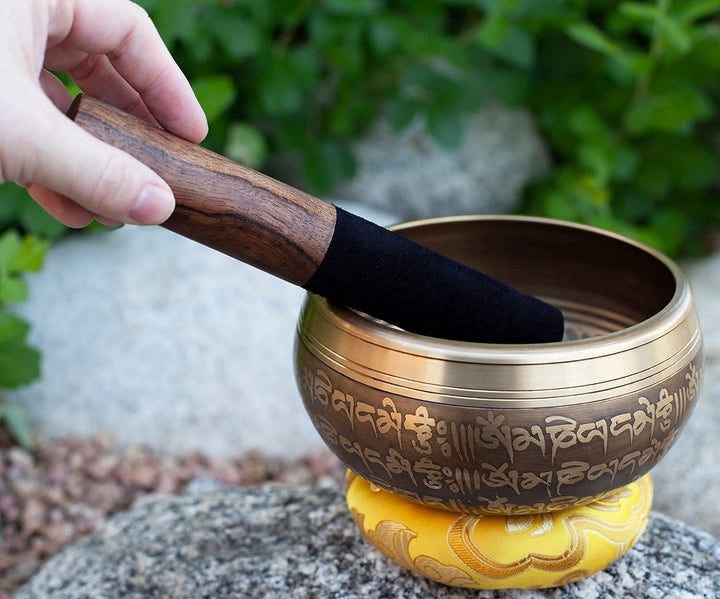 Grosse tibetische Klangschalen-Set – einfach zu spielen – Mantra-Design, Achtsamkeit, Meditation, He