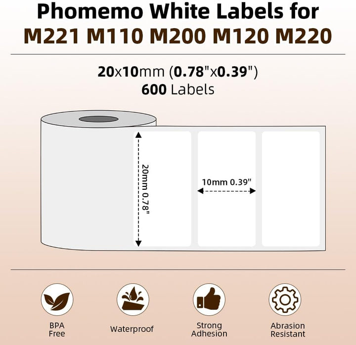 Phomemo M110 Runde Transparente Selbstklebende Etiketten für Phomemo M110/M220/M221/M200/M120/M100/M
