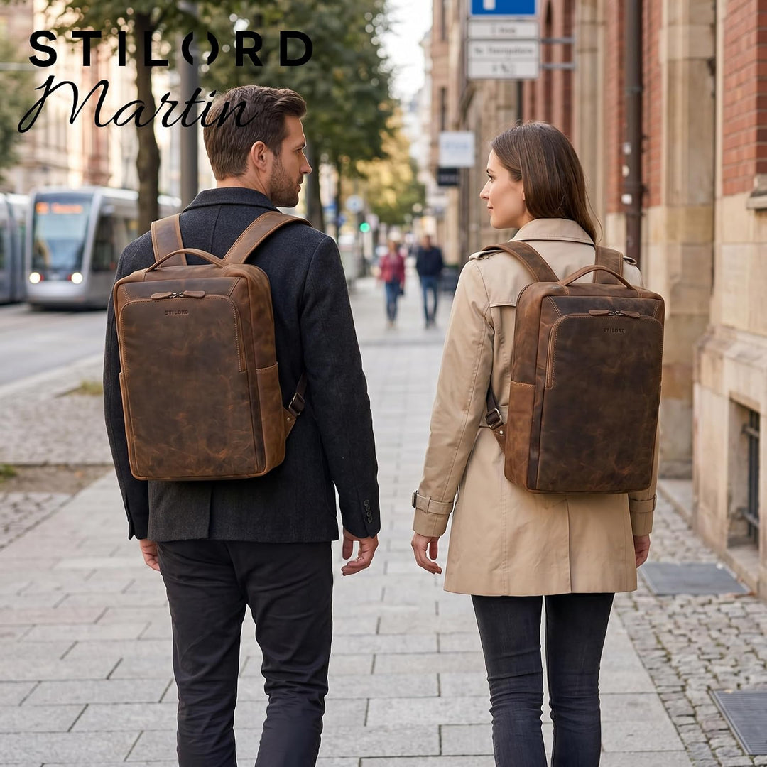 STILORD 'Martin' Einzigartiger Laptop Rucksack Leder 13+ 14 Zoll Gross Lederrucksack Damen Business