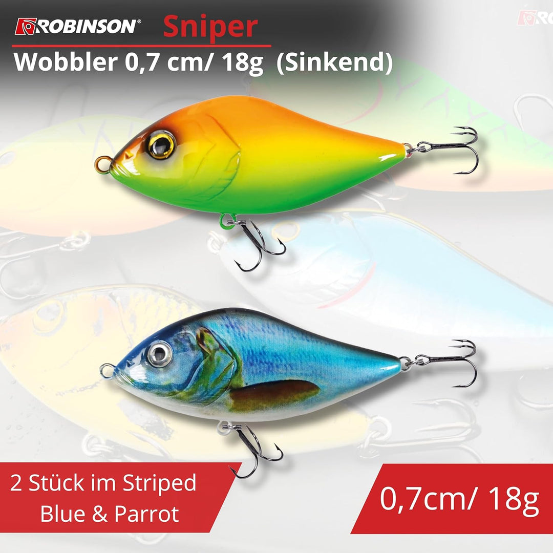 Robinson Angelköder für grosse Raubfische - Jerkbait Wobbler, Spinning und Trolling geeignet, DREI T