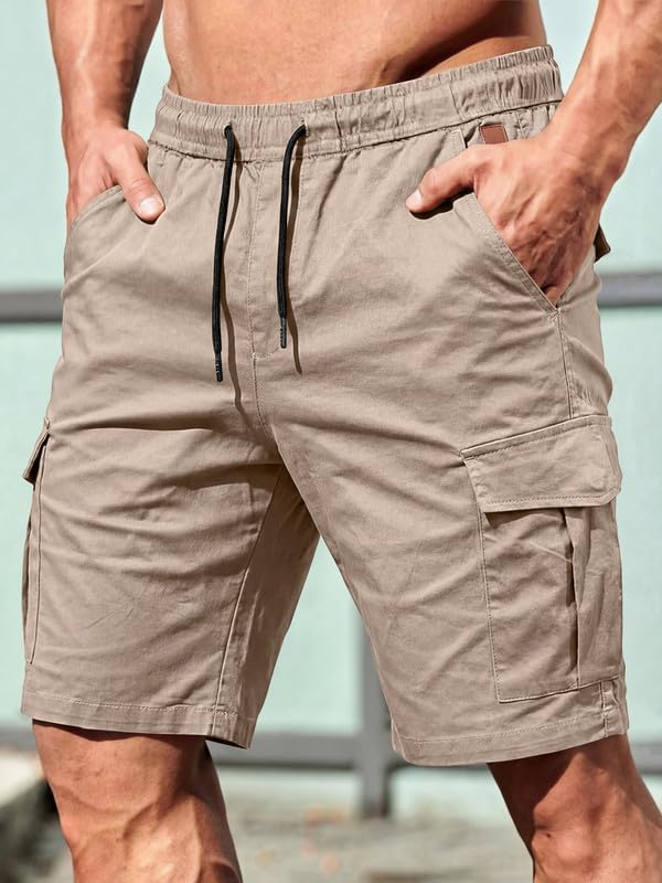 Elegancity Kurze Hosen Herren Cargo Shorts Sommer Freizeithose Kurze Elastische Taille Chino Shorts
