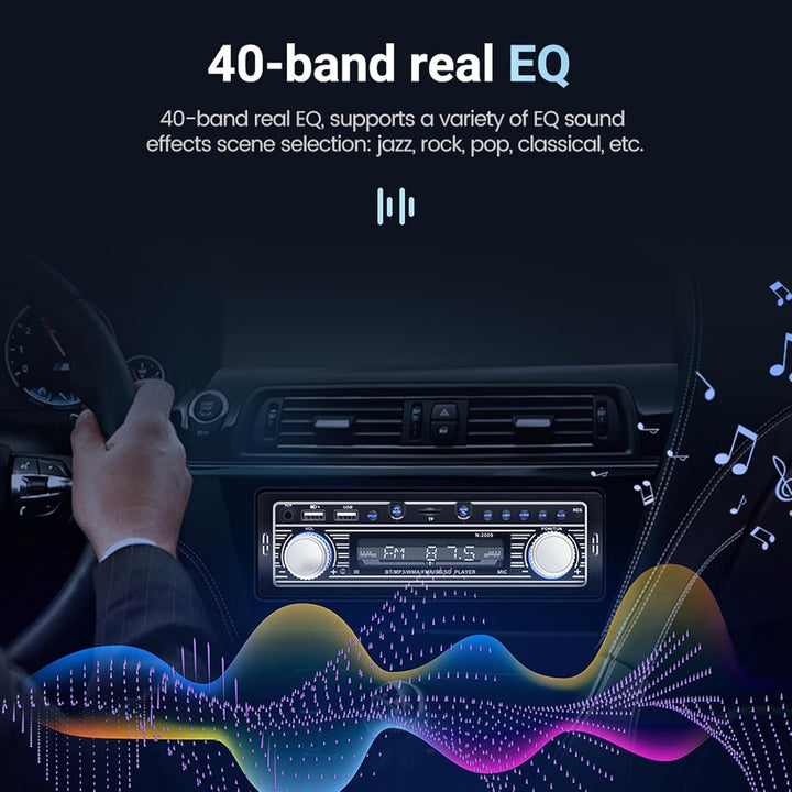 Auto-Audio-Receiver, Single-Din-Multimedia-Autoradio, Bluetooth FM, MP3 USB, SD-Digital-FM-Radio-Aud