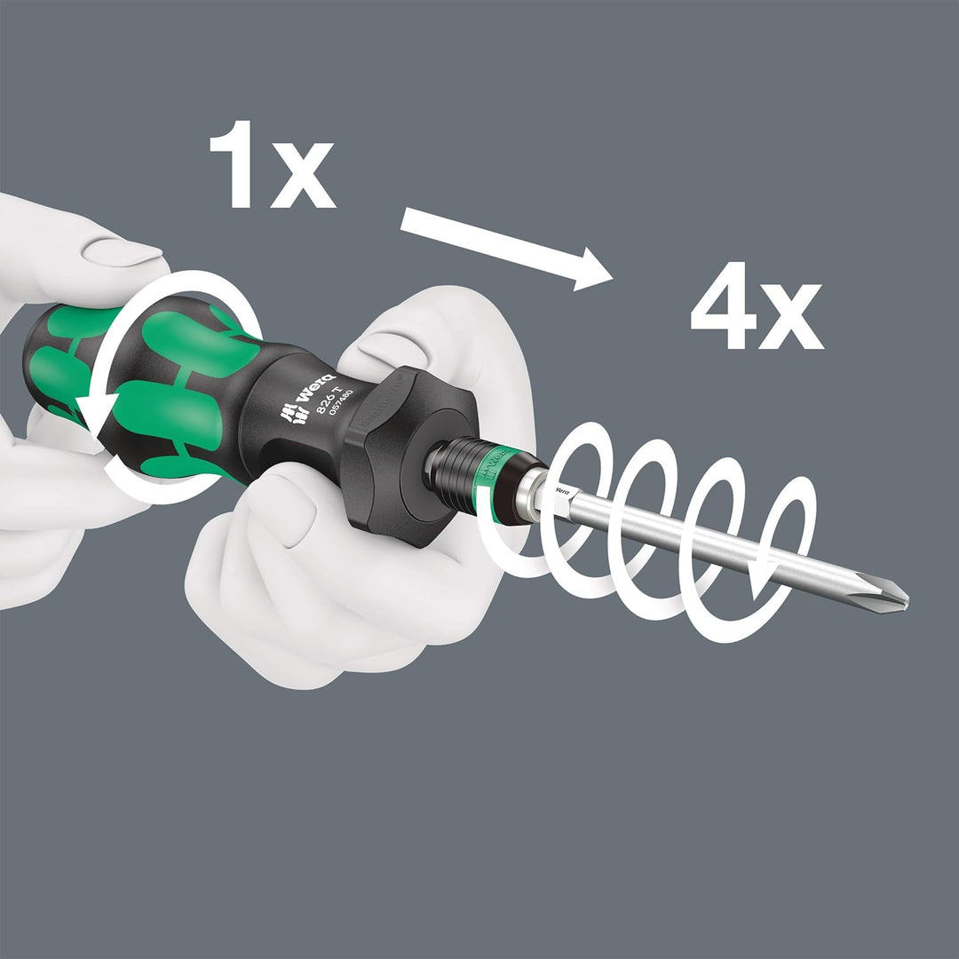 Wera '05057480001 826 T Kraftform Turbo Getriebe-Schraubendreher, 1/4" x 146 mm 826 Turbo