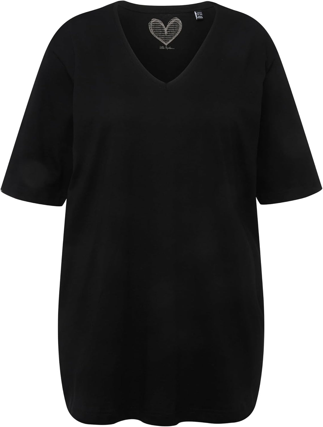 Ulla Popken Damen grosse Grössen Übergrössen Plus Size T-Shirt, Basic, Relaxed Fit, V-Ausschnitt, Ha