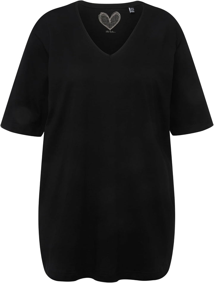 Ulla Popken Damen grosse Grössen Übergrössen Plus Size T-Shirt, Basic, Relaxed Fit, V-Ausschnitt, Ha