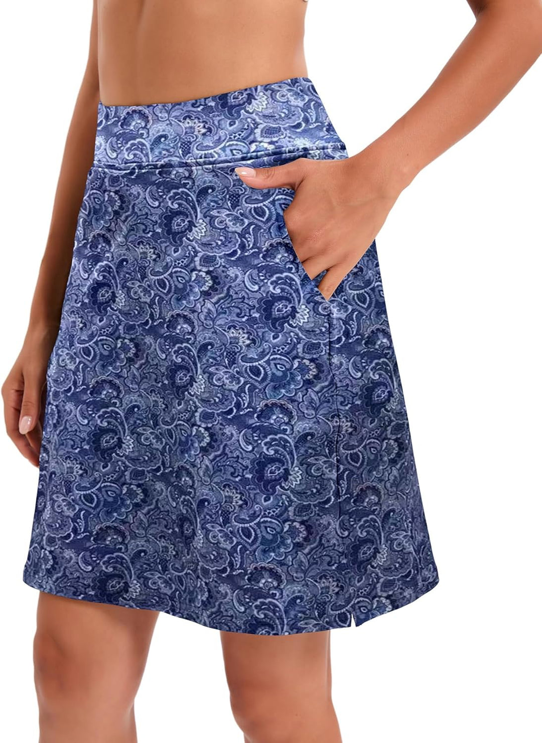 Timuspo Damen Activewear Knielanger Hosenrock mit Innenshorts Athletischer Tennisrock mit Hoher Tail