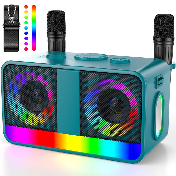 Karaoke-Maschine : Echter Tragbarer Lautsprecher mit 35W, 8-Stunden-Autonomie, 2 Aufladbare Drahtlos