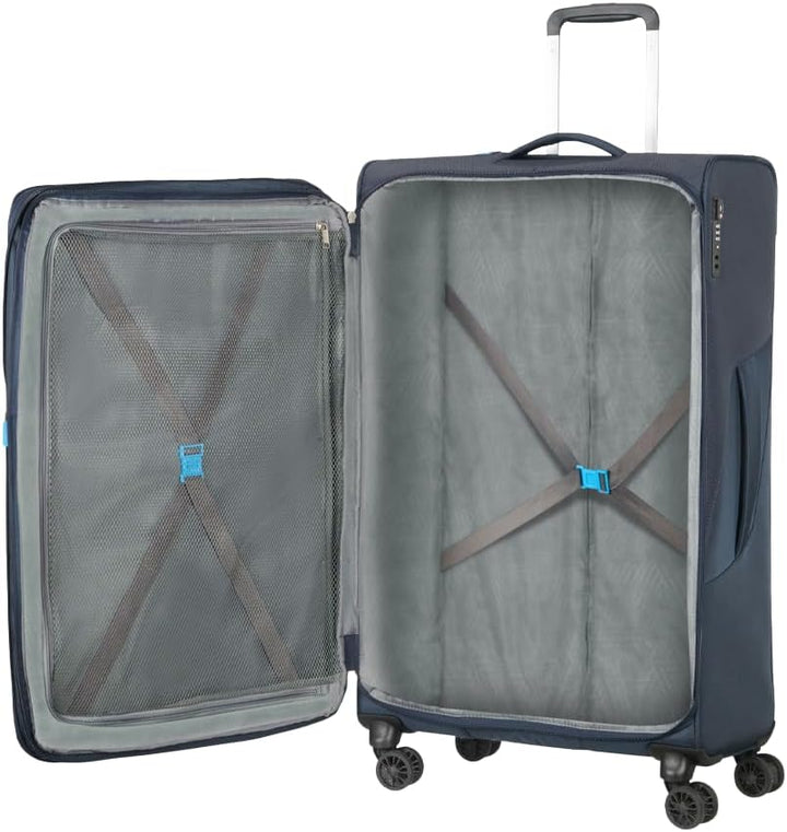 American Tourister Summerfunk Koffer, Blau (Navy), 79 cm, 119 Liter Spinner L Erweiterbar (79 cm - 1