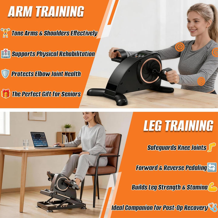 Elektrischer Pedaltrainer für Senioren &amp; Arbeiter, Mini Heimtrainer mit 24 Geschwindigkeiten, Automa