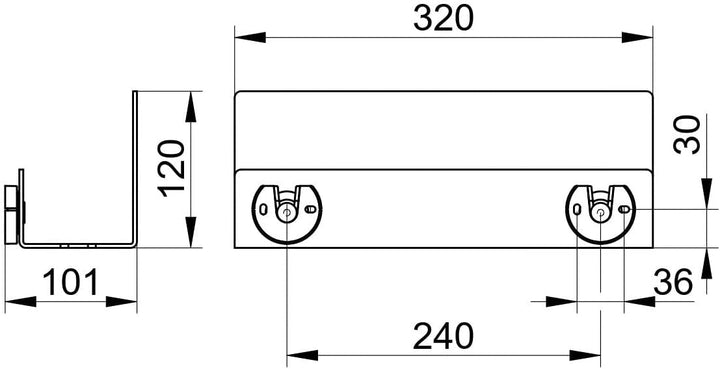 Keuco Duschablage aus Aluminium, schwarz, abnehmbarer Korb, Handtuchhaken und Ablaufschlitze, 32x9x1