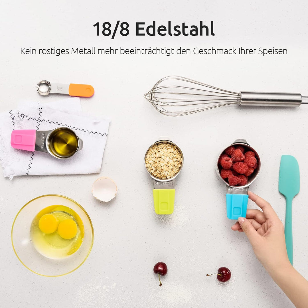 U-Taste Magnetische Messbecher und Messlöffel 13 Stück aus 18/8 Edelstahl: 7 Cup Messbecher und 5 TL