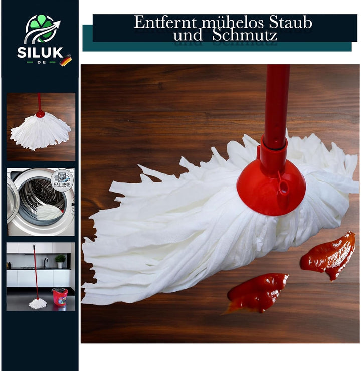 6 x Ersatzkopf für Leifheit Classic Mopp für Alle Flecken Entfernen Boden (Spunlace), Spunlace