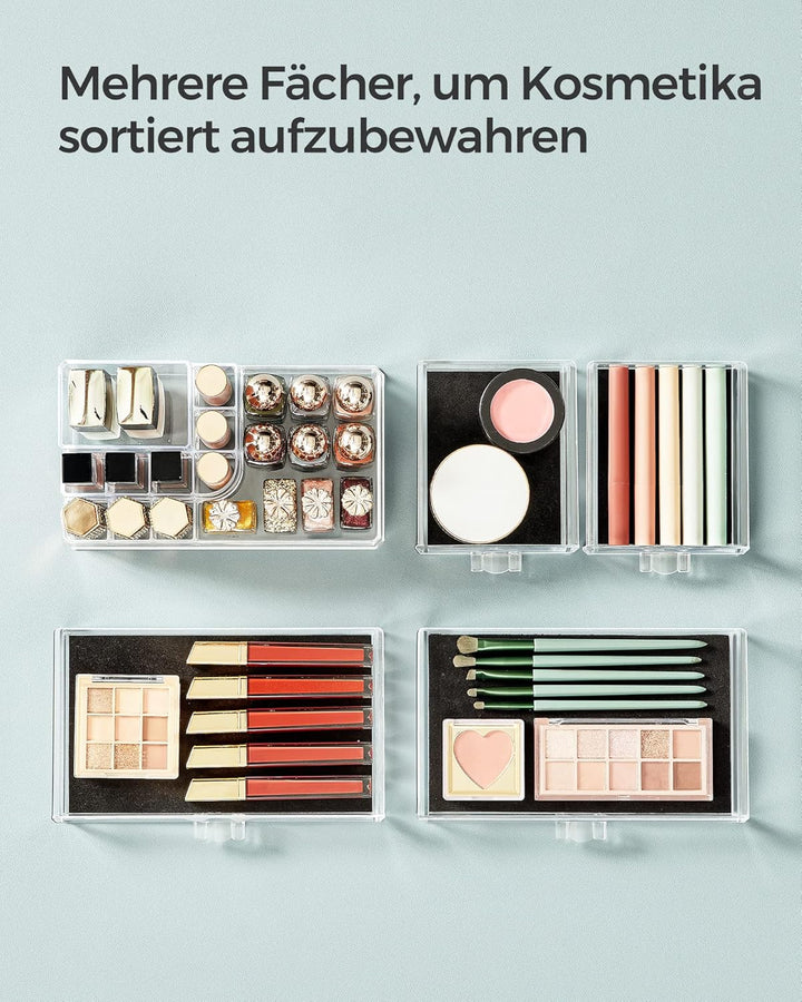 SONGMICS Make-up Organizer, Kosmetik-Organizer mit 4 Schubladen und 11 Fächern in unterschiedlichen