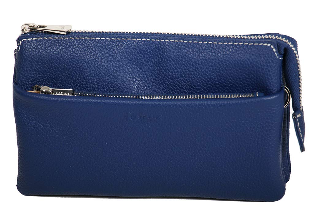Katana Clutch aus genarbtem Rindsleder 69600 Blau, Blau