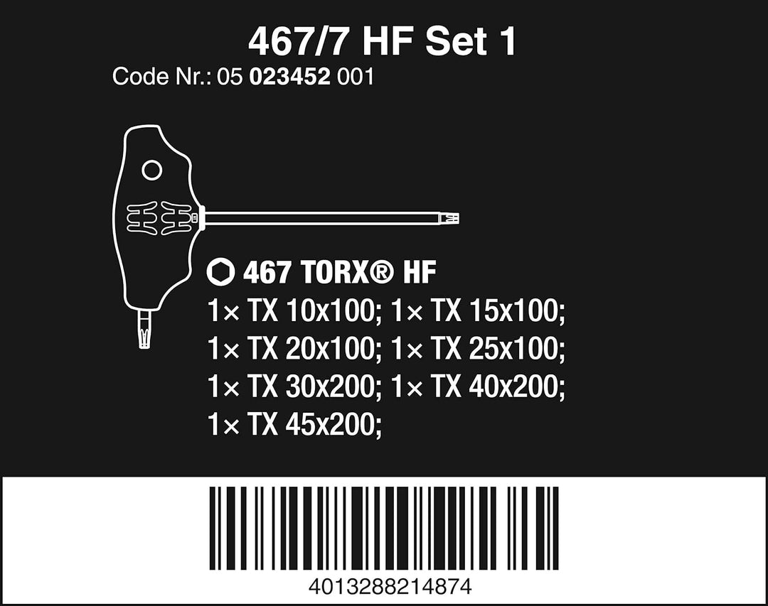 Wera 05023452001 467/7 TORX® HF Set 1, Quergriff-Schraubendrehersatz, TORX® mit Haltefunktion, 7-tei