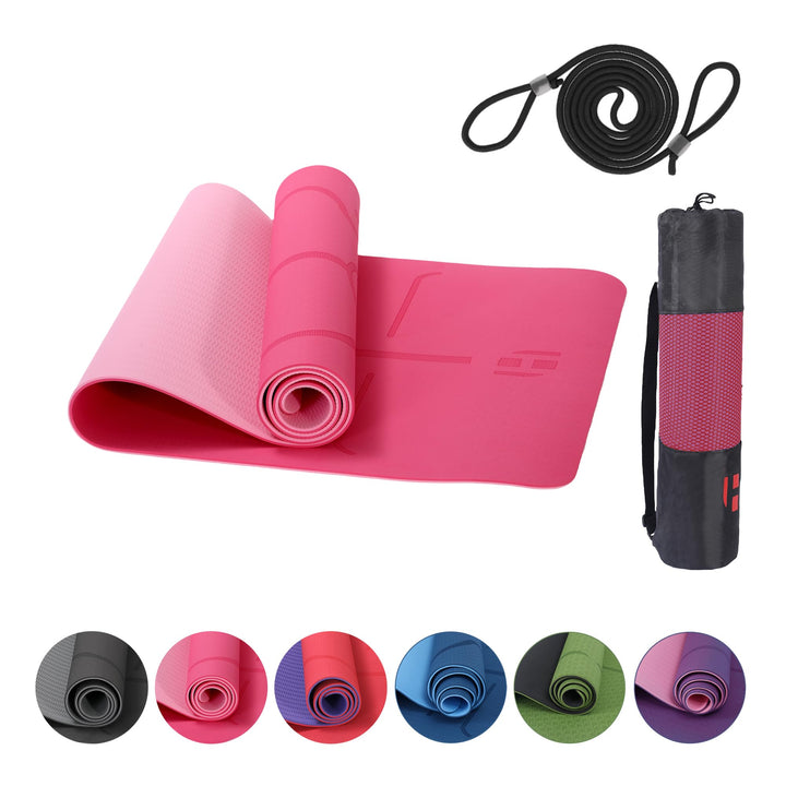 Habib Yogamatte Set mit Yogablöcken – Rutschfeste gepolsterte Fitnessmatte inkl. Tragetasche mit Sch