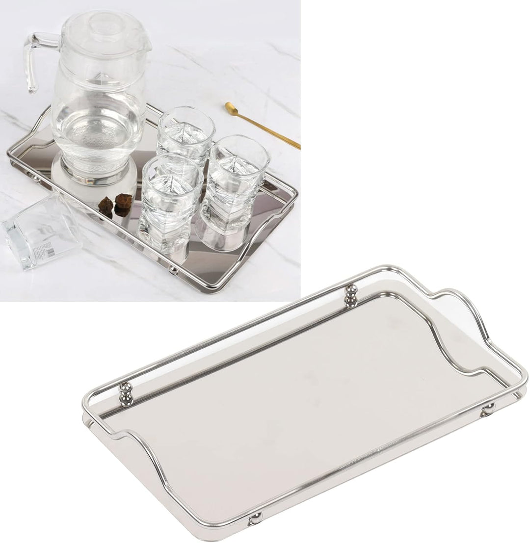 Serviertablett,Edelstahltablett,grosses rechteckiges Tablett,Elegantes rechteckiges Edelstahltablett