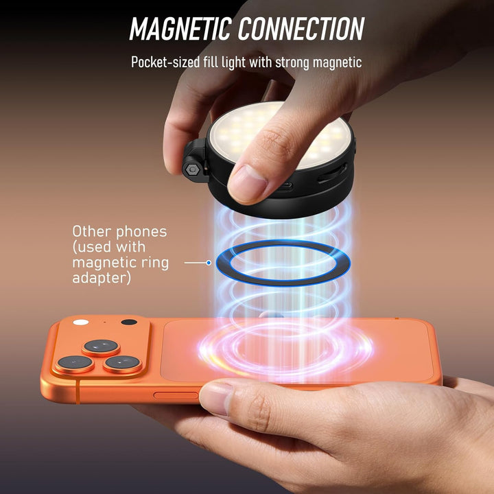 Magnetische Selfie Licht für iPhone Faltbare Ringlicht mit Spiegel Handystativhalter mit Beauty Ligh