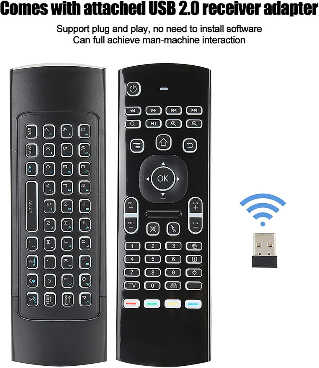 Air Mouse, 2,4 G Wireless Backlight Full Keyboard, Smart TV-Fernbedienung, Game Handle mit Motion Se