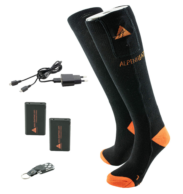 Alpenheat Heizsocken Baumwolle Fire-Socks mit Fernbedienung Beheizte 36-38 schwarz / Orange, 36-38 s