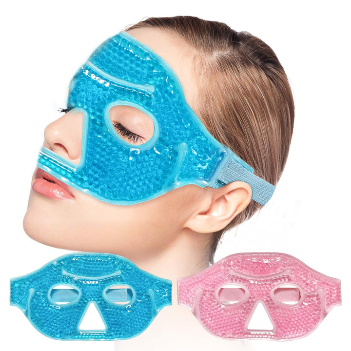 2 Stück Wiederverwendbare PVC-Gel Augenmaske, Kalt- und Warmtherapie Halbgesichts-Kompressen für Sch