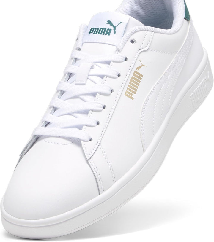 PUMA Herren Smash 3.0 L Sneaker 45 EU Puma White Malachite Puma Gold, 45 EU Puma White Malachite Pum