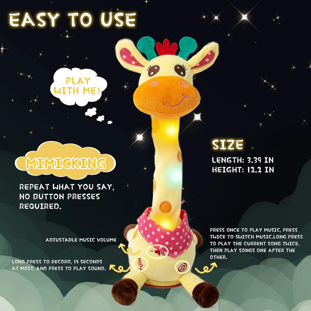 Edencomer Sprechende Giraffe Kuscheltier, Singender Tanzender Giraffe Spielzeug Nachsprechen, Lautst