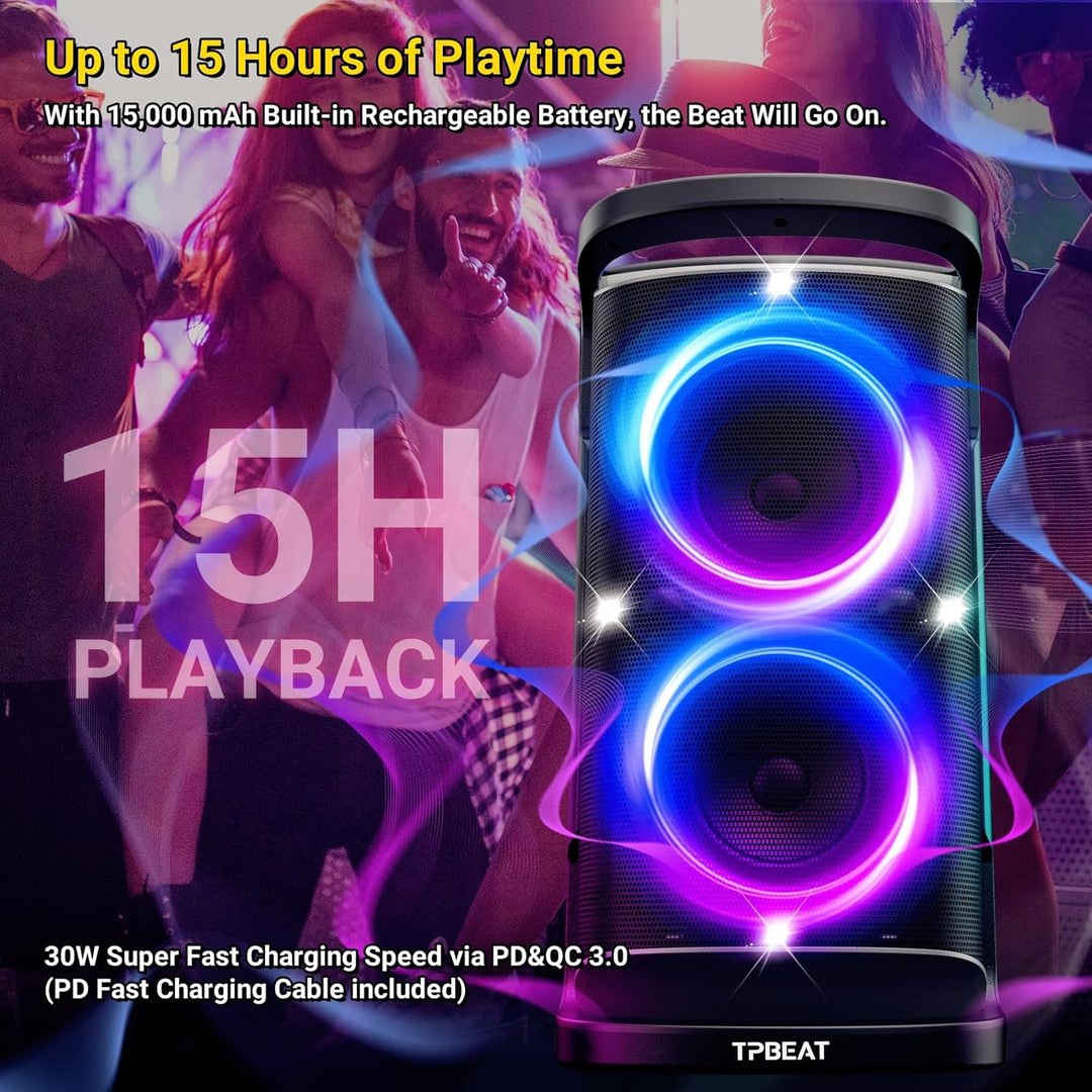 TPBEAT Bluetooth Lautsprecher Gross, Partybox, 160W Powerful, Lauter Sound, Tiefer Bass, Musikbox Bl