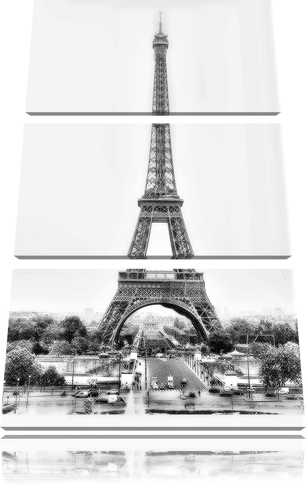 Pixxprint gigantischer Eifelturm als Leinwandbild/Grösse: 3 Teilig (120x80 cm) cm/Wandbild/Kunstdruc